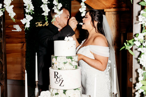 Happy wedding couple at Windsor Place venue outdoor ceremony