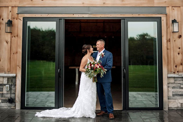 Outdoor wedding ceremony setup at Windsor Place with mountain views