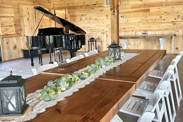 Piano and Table Decorations at Windsor Place Wedding & Event Venue